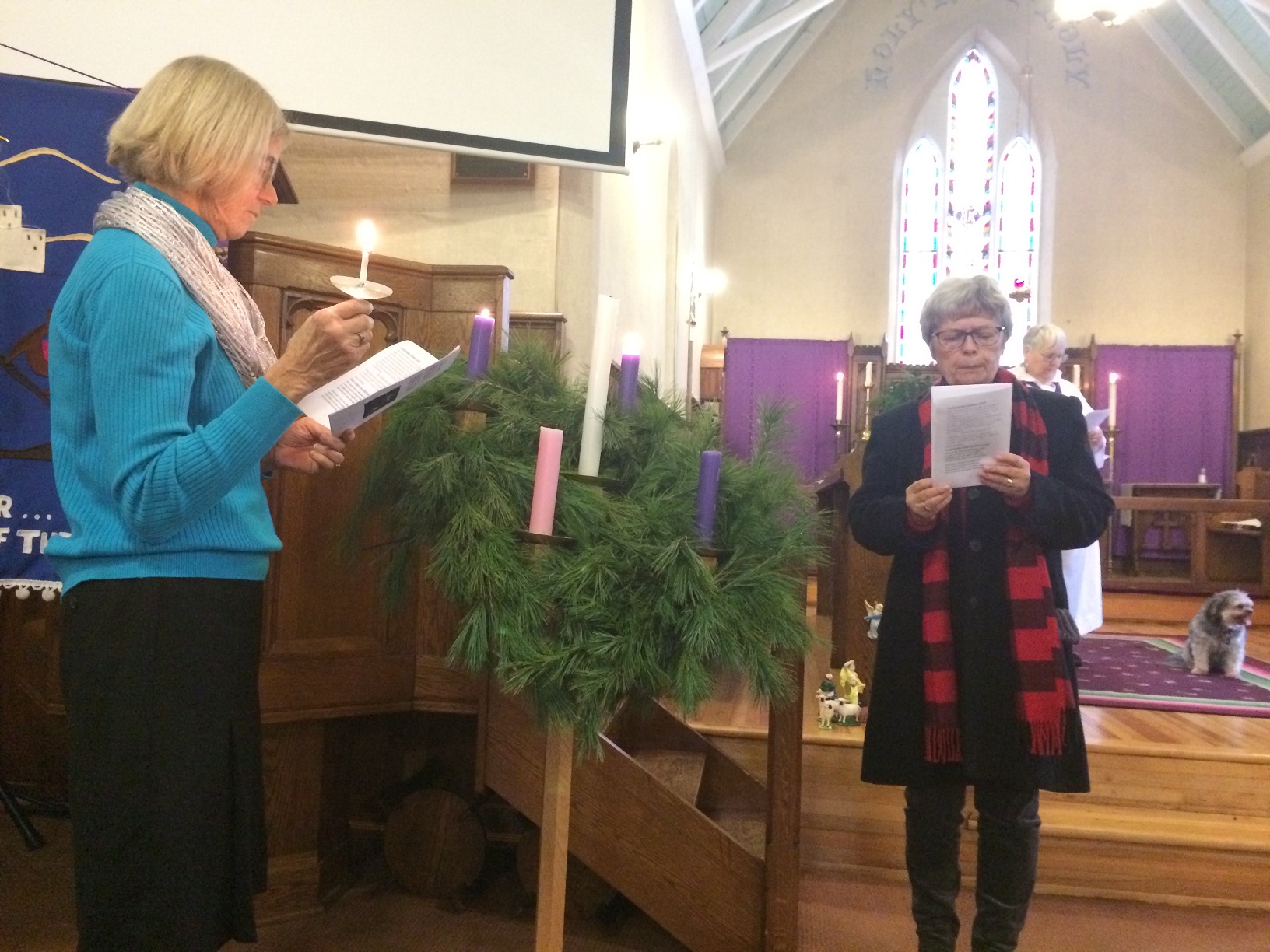 Second Sunday of Advent - Candles were lit by Clair MacInnis and Carol Simms